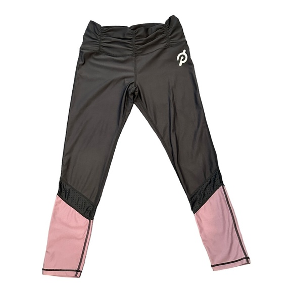Peloton Pants - Peloton Cycle Women's Black Pink Mauve Cinch Ruched Leggings Workout Spin Sz XL
